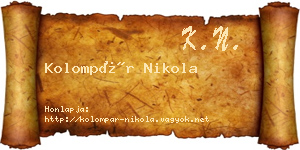 Kolompár Nikola névjegykártya